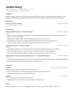 Modern résumé template preview